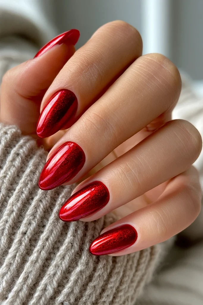 9 Red Aura Nails Ideas 9 Glossy Red Aura Almond Nails