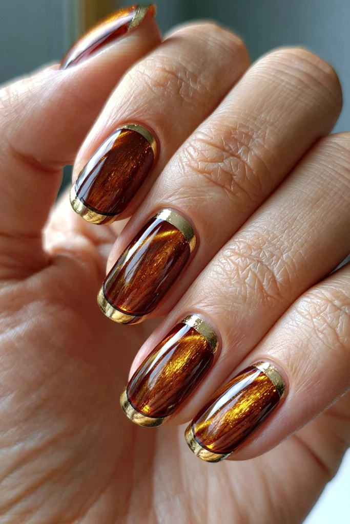 11 Cat Eye French Tip Nails Ideas 3 Gold Cat Eye French Tips