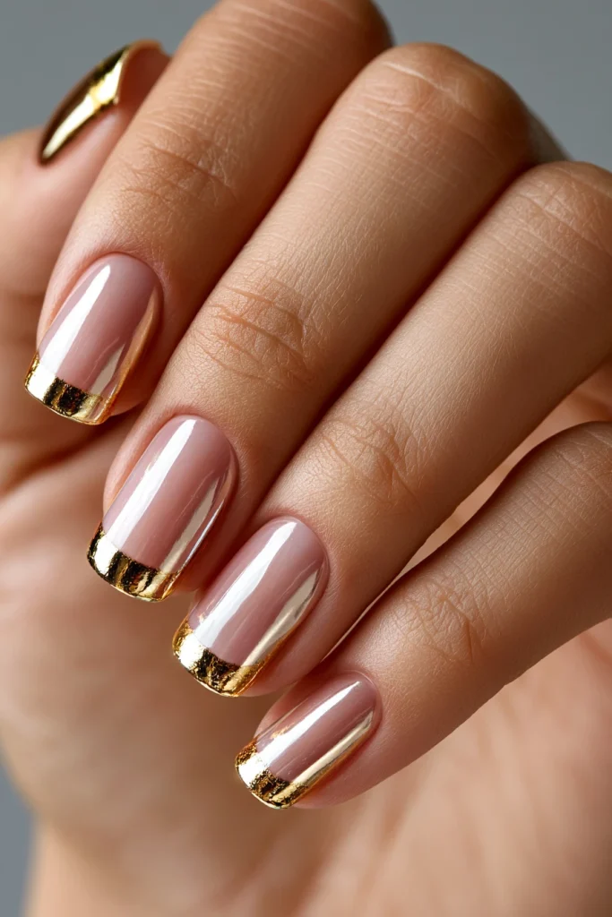 10 French Tip Chrome Nails Ideas 3 Gold Chrome French Tips 1