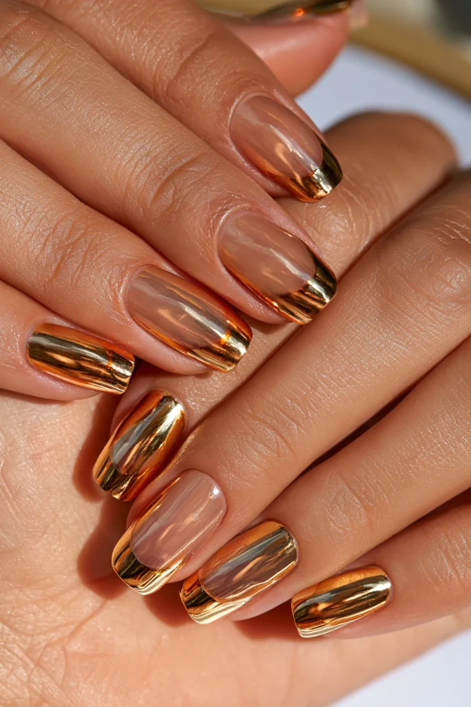 8 Gold French Tip Nails Ideas 3 Gold Chrome French Tips 3