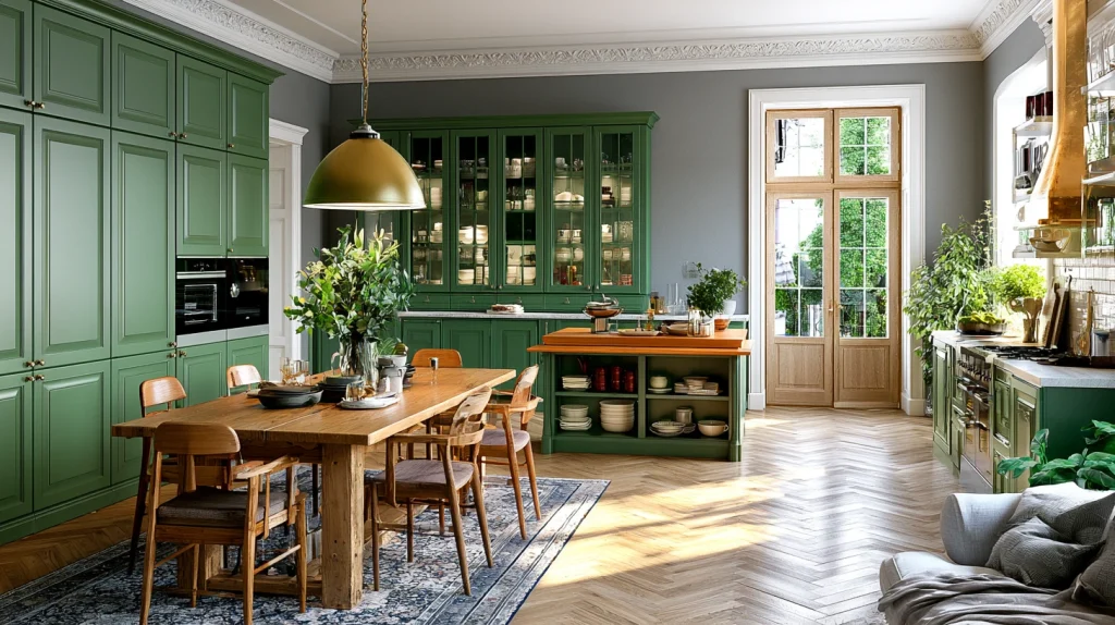 9 Famous Kitchen Cabinet Color Ideas 4 Green Cabinets with Gray Walls