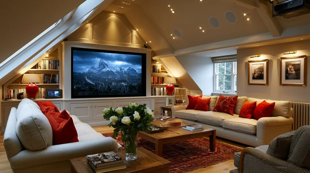 10 Best Hidden TV Living Room Ideas 9 Hidden TV in a Loft Cinema Room