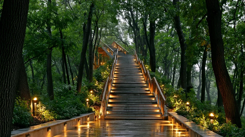 7 Modern Outdoor Stairs Ideas 8 Illuminated Nature Walk Stairs