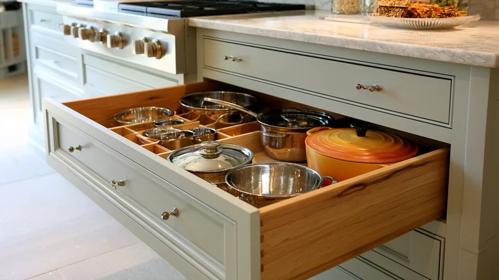 8 Gorgeous Kitchen Cabinets Ideas 5 Install Deep Drawers for Pots and Pans