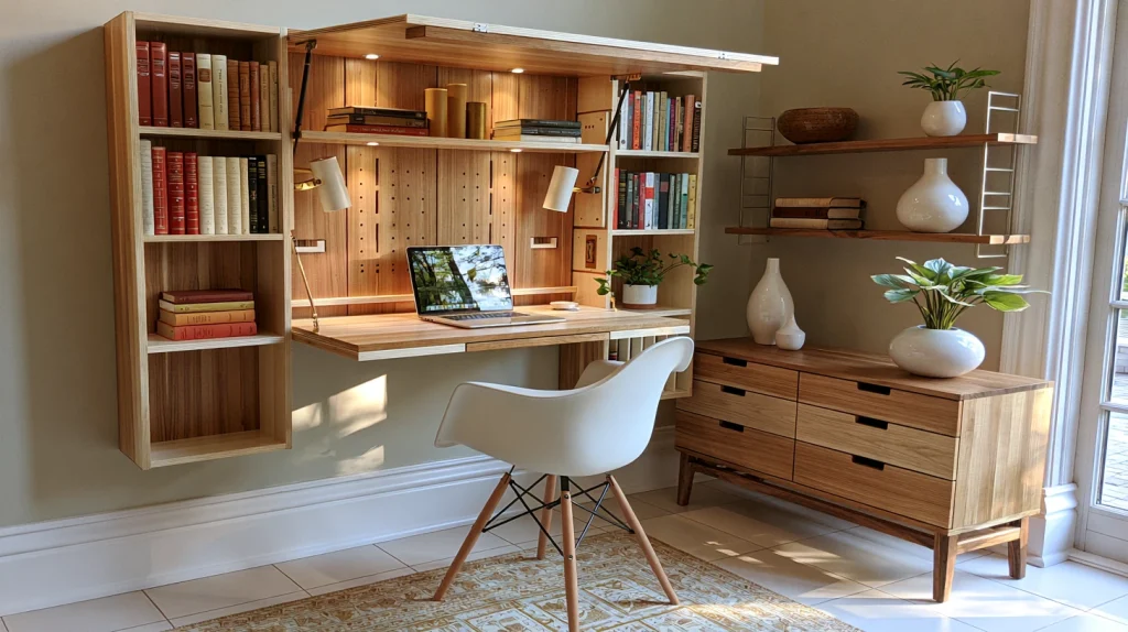 10 Gorgeous Hidden Office in Living Room Ideas 2 Install a Murphy Fold Down Desk