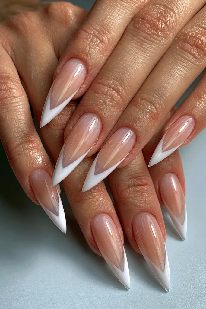 9 Long French Tip Nails Ideas 3 Long Stiletto French Tip Nails
