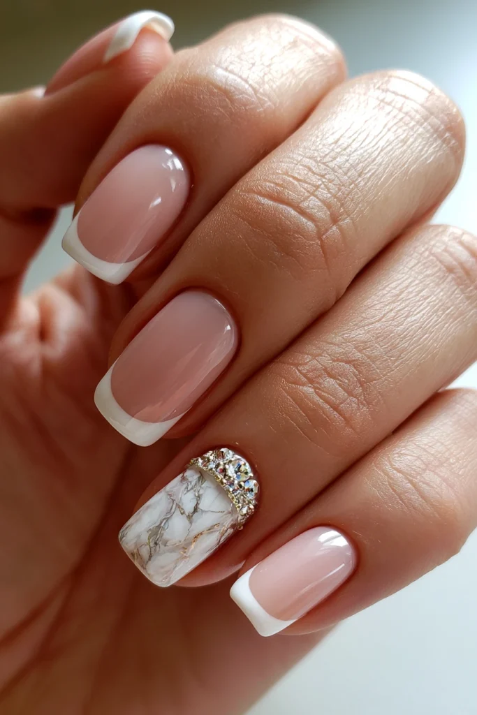 10 Milky White French Tip Nails Ideas 10 Marble Accent Milky French Nails