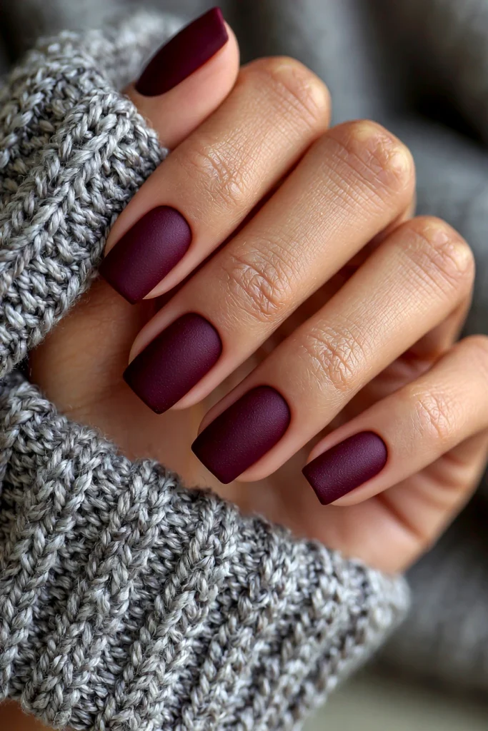 8 Red Burgundy Nails Ideas 6 Matte Burgundy Nails 1
