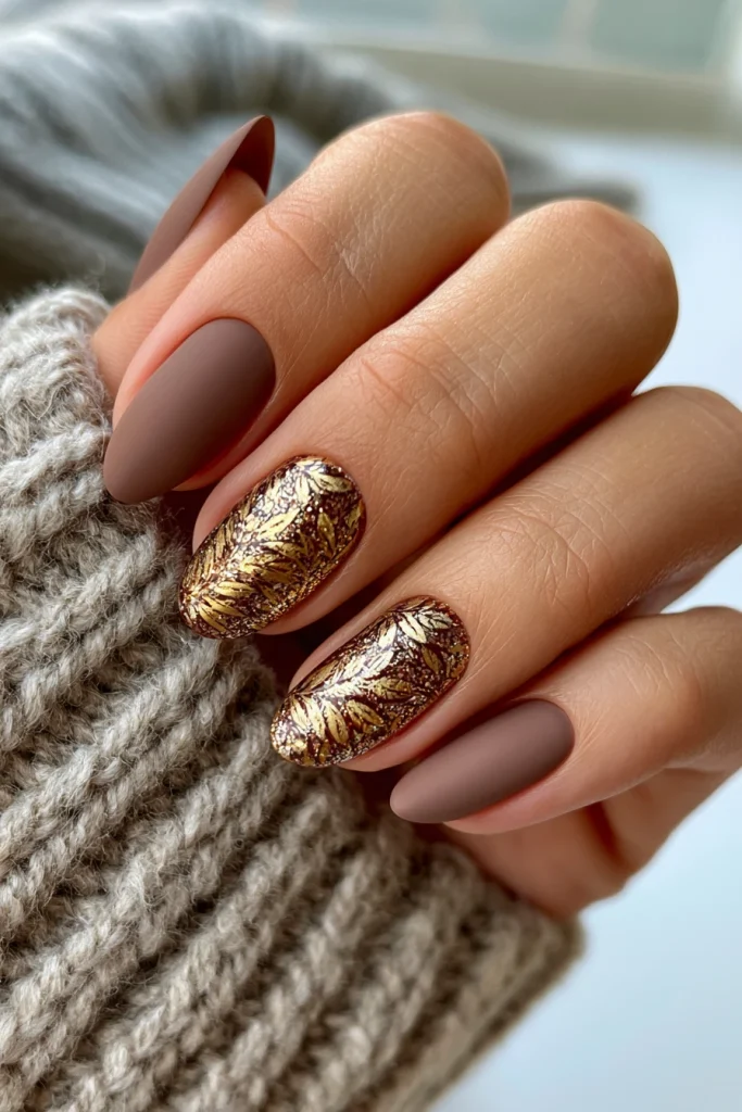 8 Brown Skin Nails Ideas 9 Matte Mocha Nails with Glossy Details