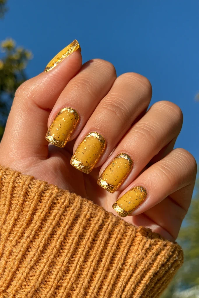 8 Gold French Tip Nails Ideas 9 Matte Nude with Gold French Tips