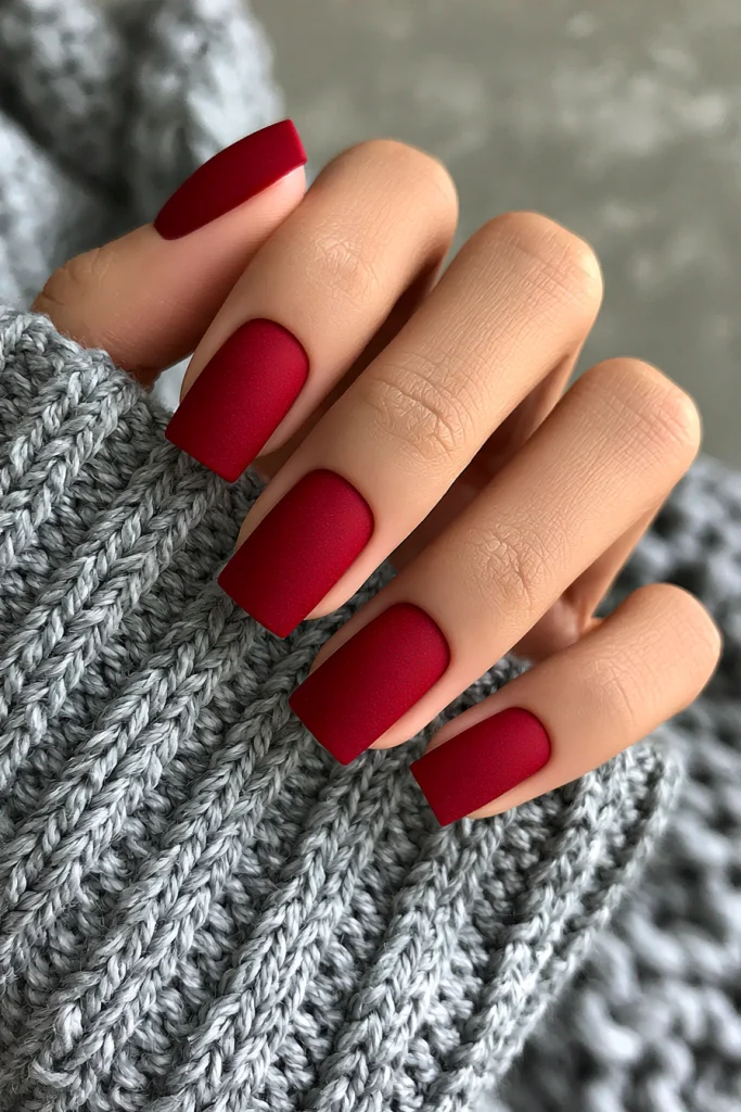 10 Special Red Square Nails Ideas 5 Matte Red Acrylic Square Nails