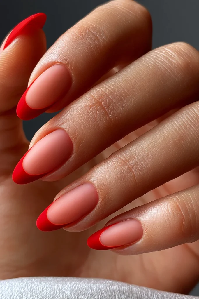 9 Red French Tip Nails Ideas 5 Matte Red French Tip Nails