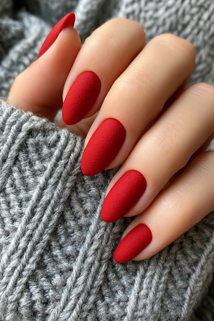 10 Famous Red Gel Nails Ideas 6 Matte Red Gel Nails