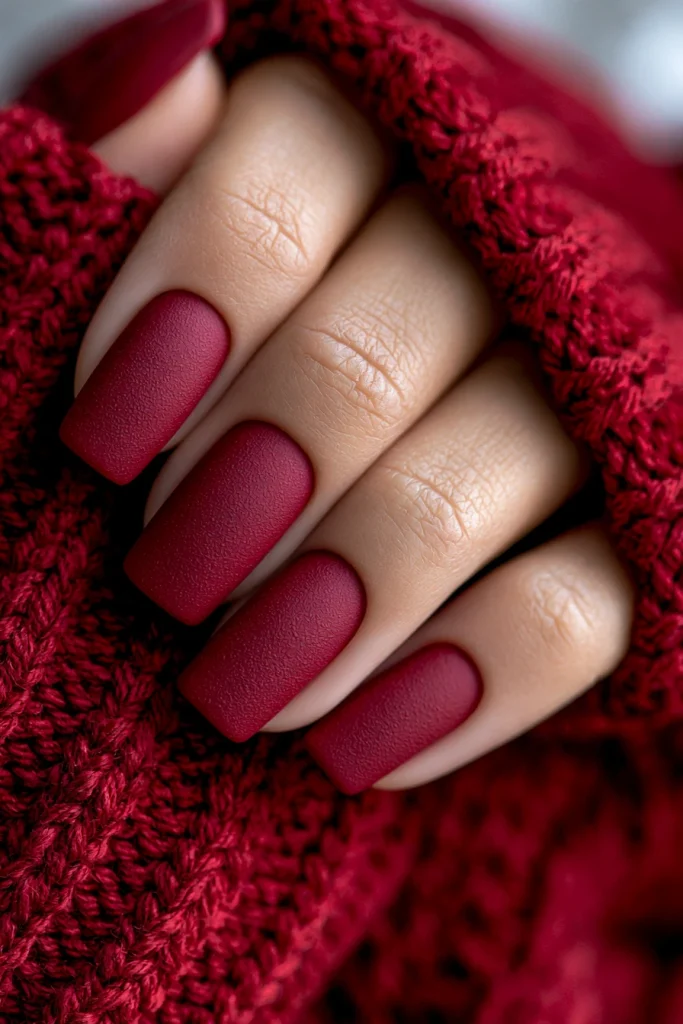 8 Red Holiday Nails Ideas 6 Matte Red Holiday Nails