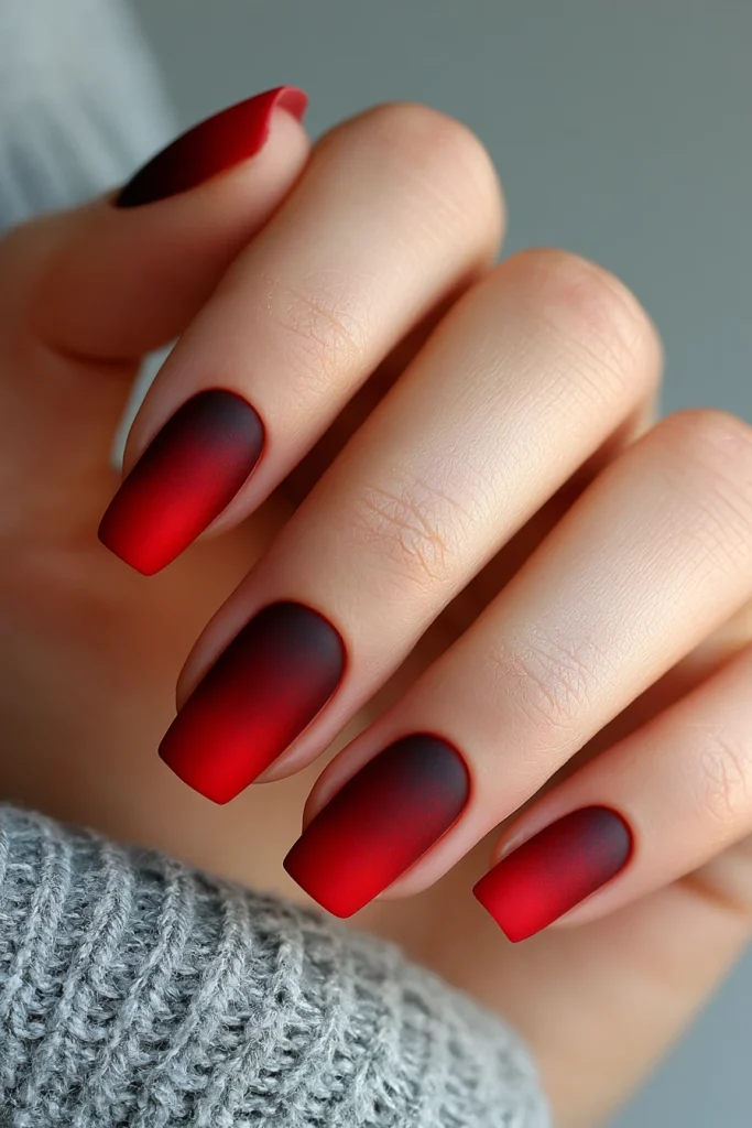 9 Modern Red Ombre Nails Ideas 7 Matte Red Ombre Nails