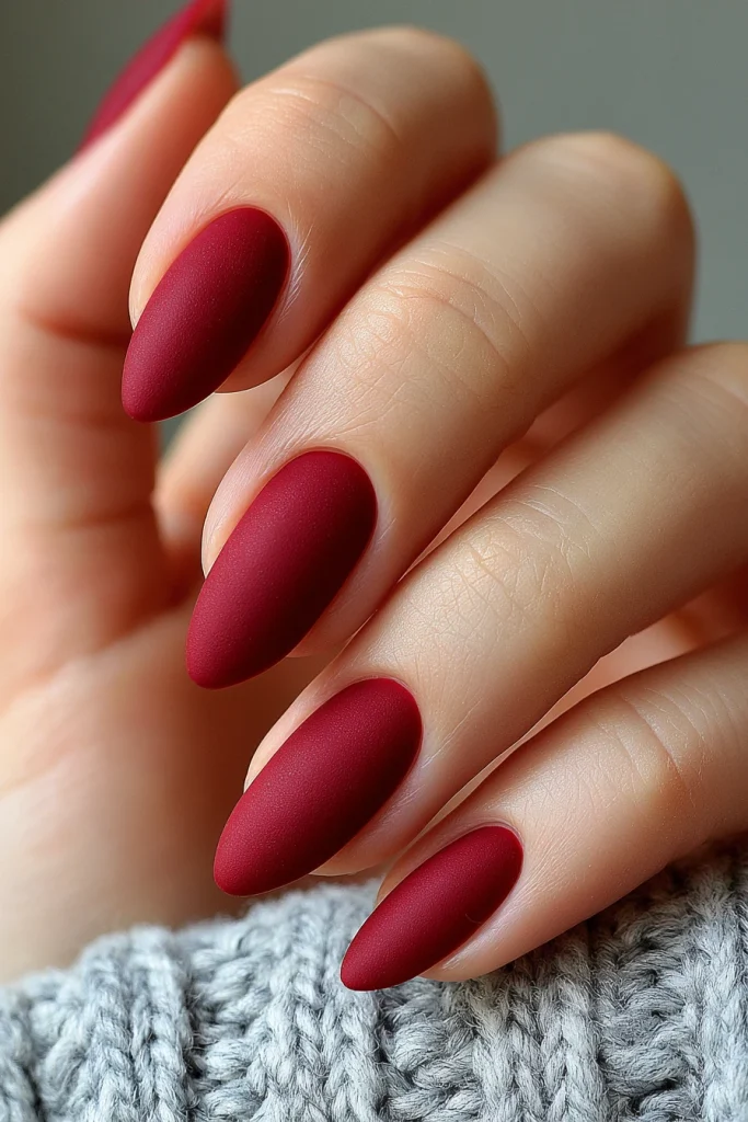 8 Short Red Nails Ideas 5 Matte Ruby Red Nails