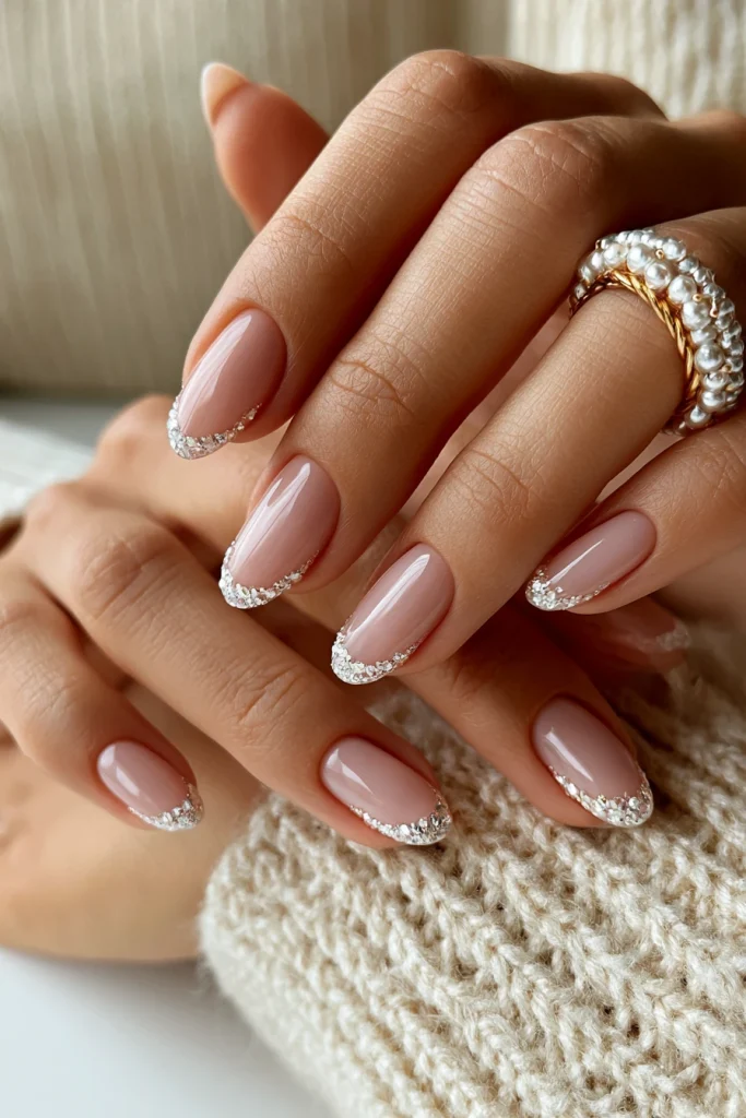 8 Short Square French Tip Nails Ideas 9 Minimalist French Tips with Tiny Pearls