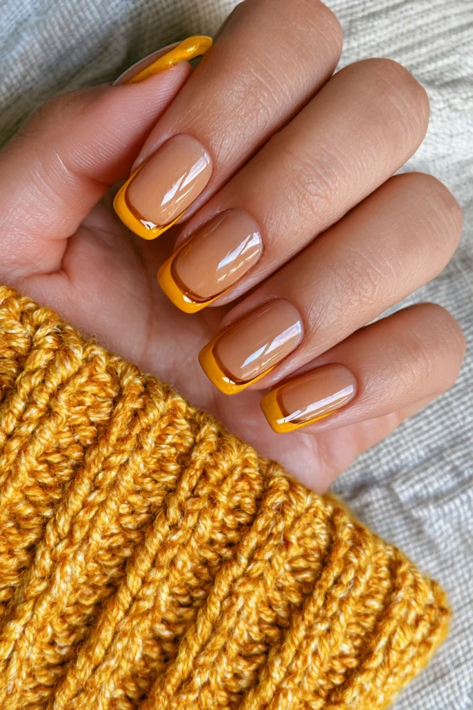 12 Yellow French Tip Nails Ideas 13 Minimalist Yellow French Tips
