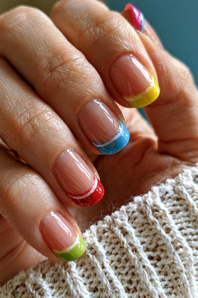 8 Colored French Tip Nails Ideas 9 Mismatched Colored French Tips