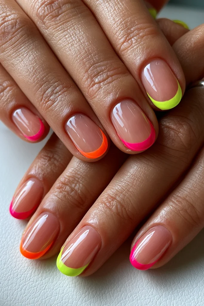 8 Colored French Tip Nails Ideas 4 Neon Colored French Tips