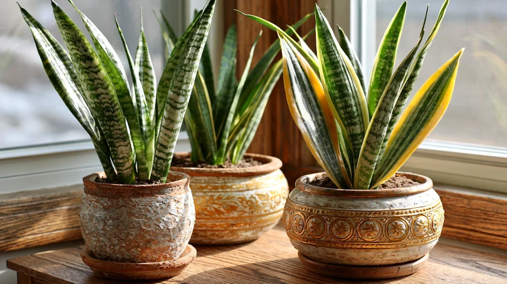 9 Exclusive Snake Plant Indoor Ideas 6 Pair Snake Plants with Vintage Planters