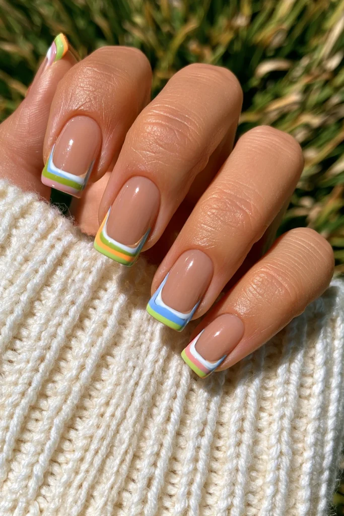 13 90s French Tip Nails Ideas 6 Pastel 90s French Tips