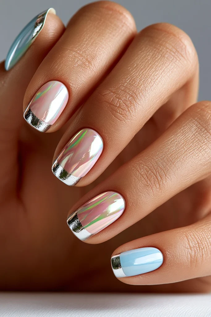 10 French Tip Chrome Nails Ideas 7 Pastel Chrome French Nails