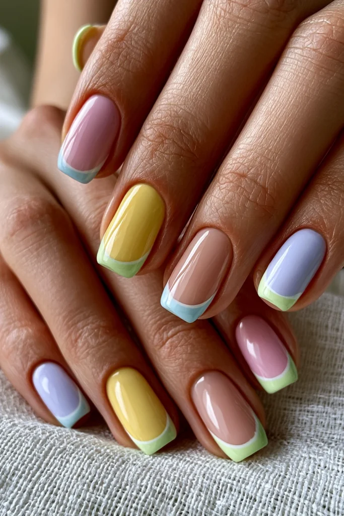 8 Colored French Tip Nails Ideas 3 Pastel French Tip Nails