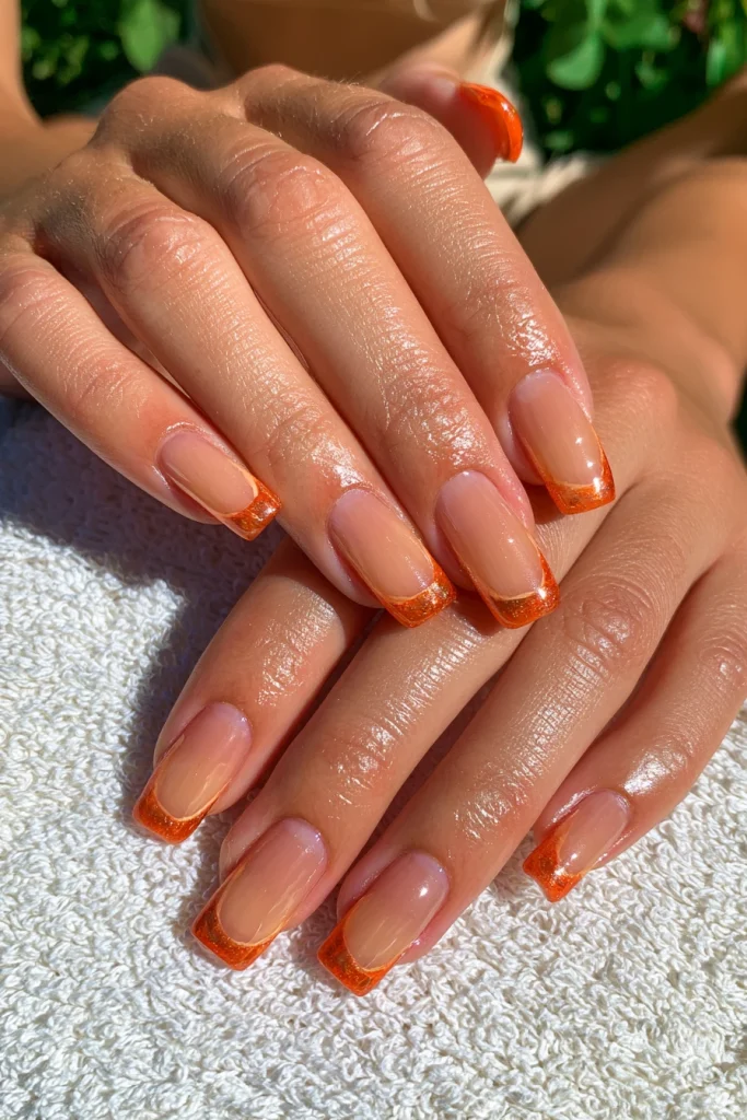 10 Orange French Tip Nails Ideas 4 Pastel Peach French Tips
