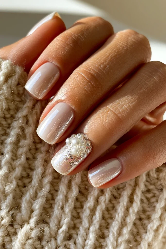 8 Brown Skin Nails Ideas 4 Pearl Accent Nails