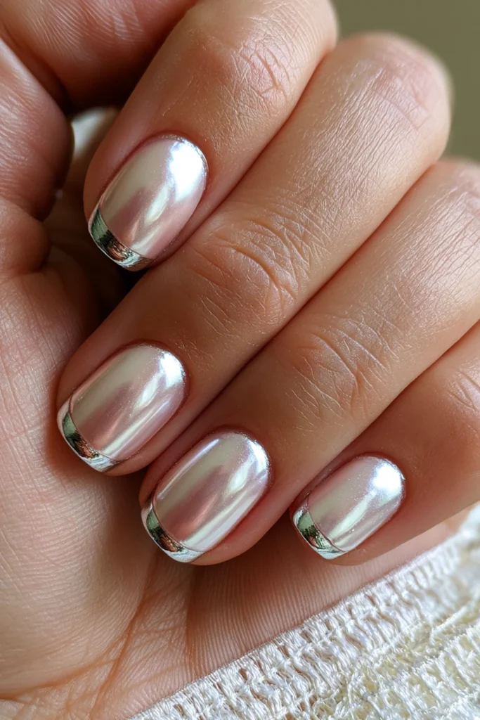 10 French Tip Chrome Nails Ideas 4 Pearl Chrome French Manicure