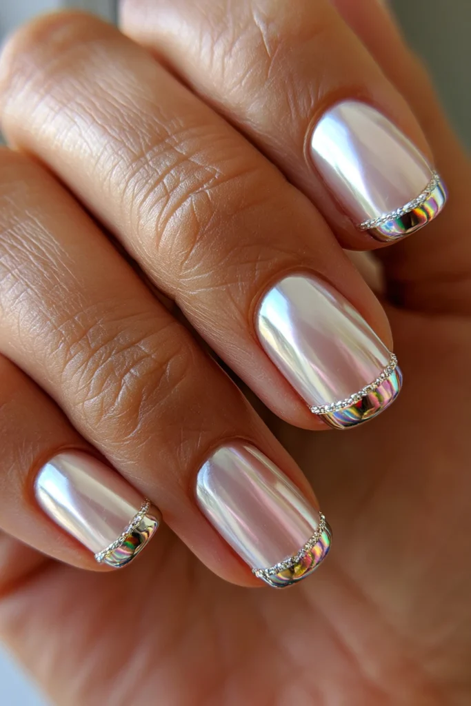 8 Pearl French Tip Nails Ideas 5 Pearl Chrome French Tips