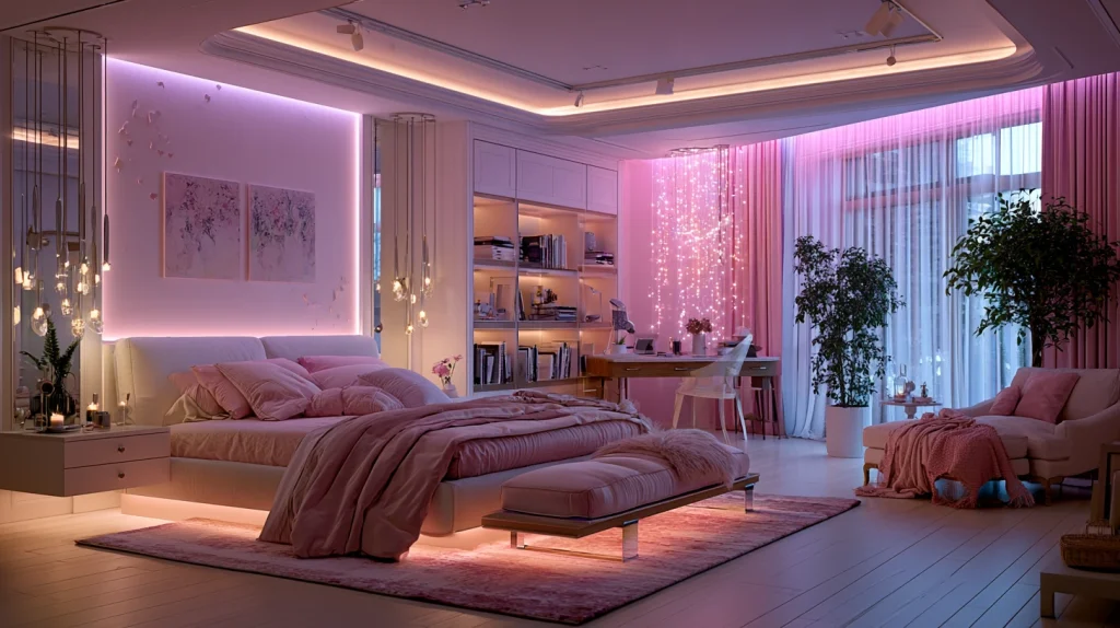 7 Modern Room Decor Bedroom Pink Ideas 6 Pink Bedroom with LED Lighting