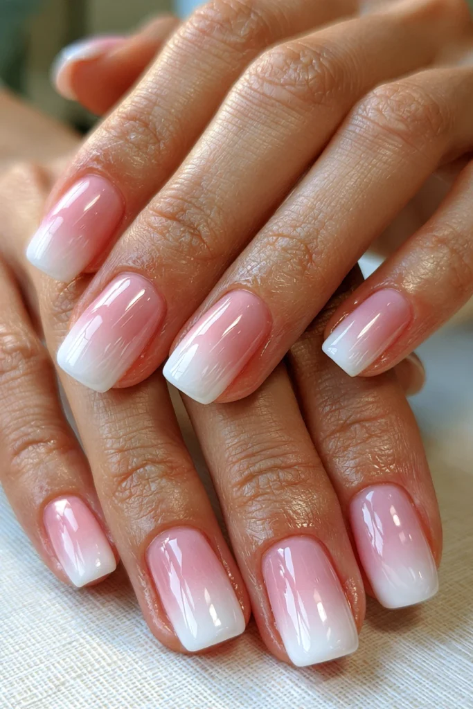 10 Modern French Tip Acrylic Nails Ideas 3 Pink and White Ombre Acrylic Nails