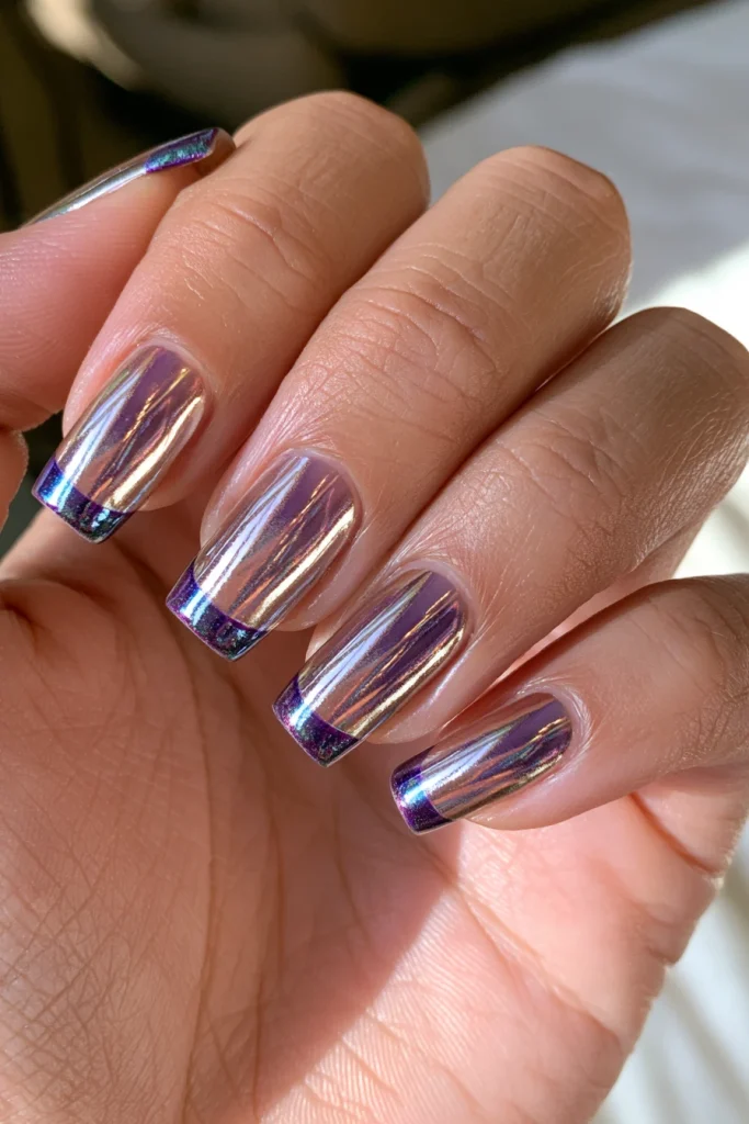 9 Purple French Tip Nails Ideas 6 Purple Chrome French Tips