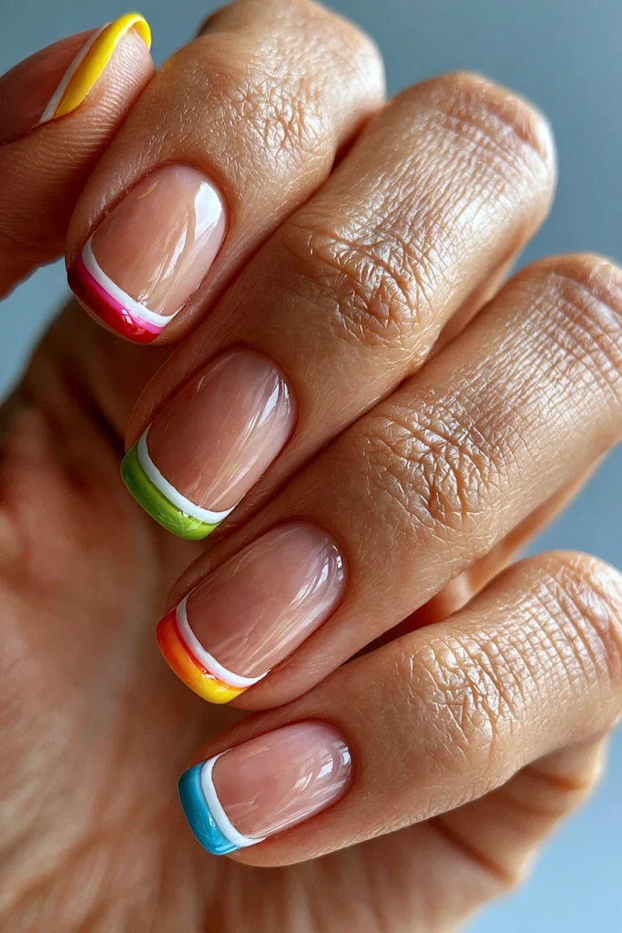 8 Colored French Tip Nails Ideas 2 Rainbow French Tip Nails