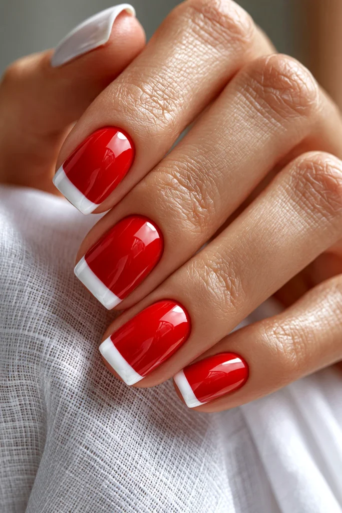 9 White French Tip Nails with Design Ideas 6 Red Accent Nail with White French Tips