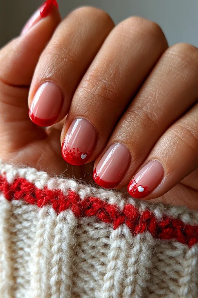 9 Red French Tip Nails Ideas 9 Red French Tips with Tiny Heart Accents