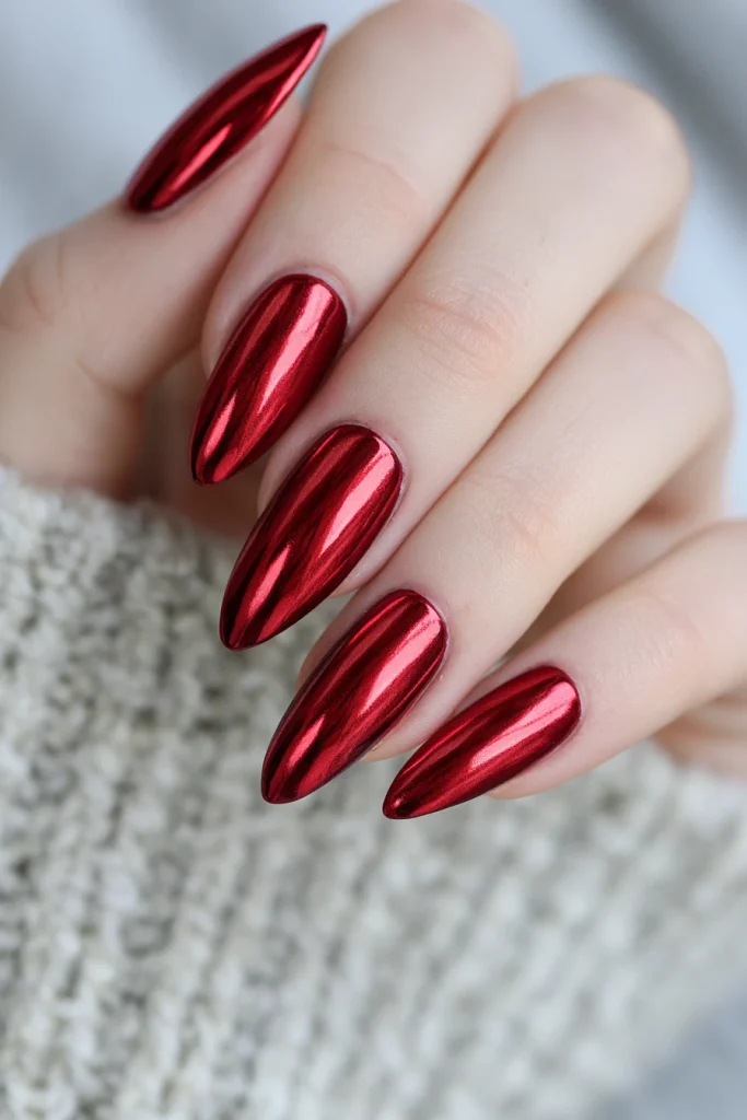 9 Red Glass Nails Ideas 7 Red Glass Chrome Nails
