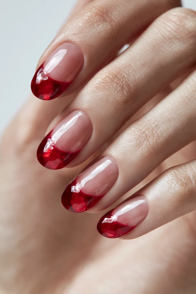 9 Red Glass Nails Ideas 6 Red Glass French Tips