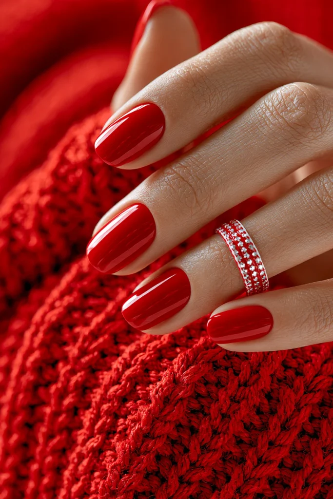 8 Summer Red Nails Ideas 9 Red Nails with Minimal White Details