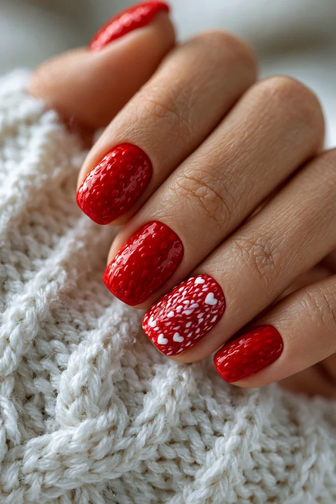 13 Red Nails Inspo Ideas 10 Red Nails with Tiny Heart Details 1