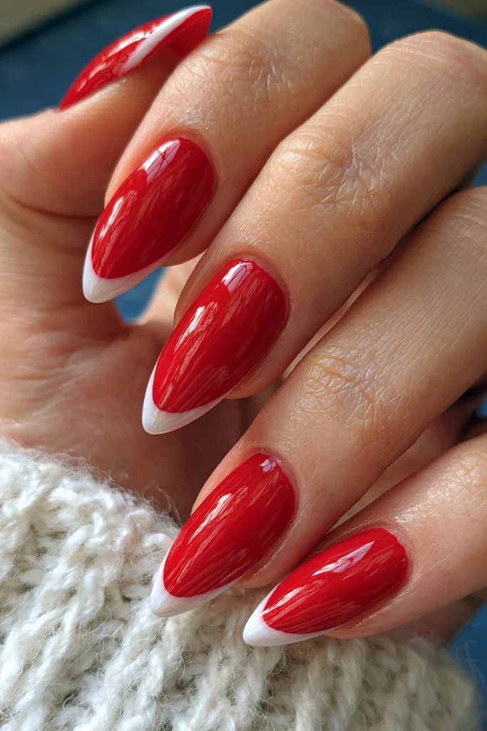 9 Red French Tip Nails Ideas 8 Red Stiletto French Tip Nails