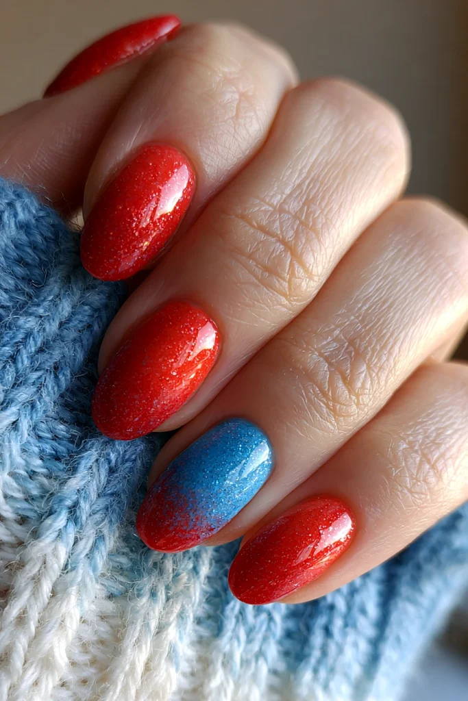 8 Modern Red White and Blue Nails Ideas 4 Red and Blue Ombre Nails