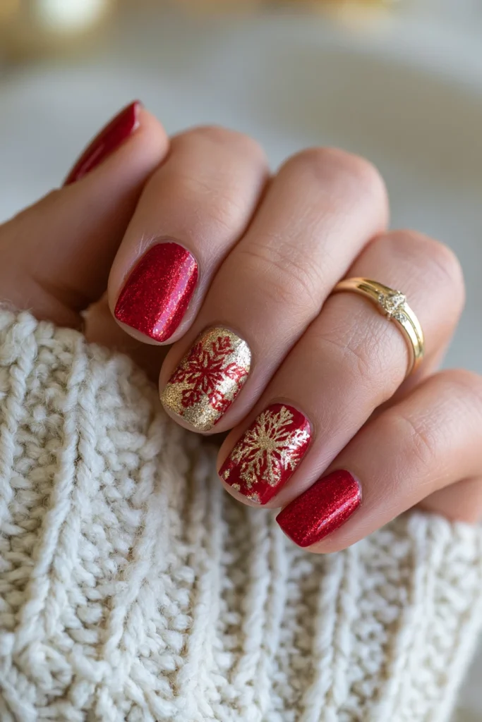 8 Red Holiday Nails Ideas 7 Red and Gold Holiday Nails