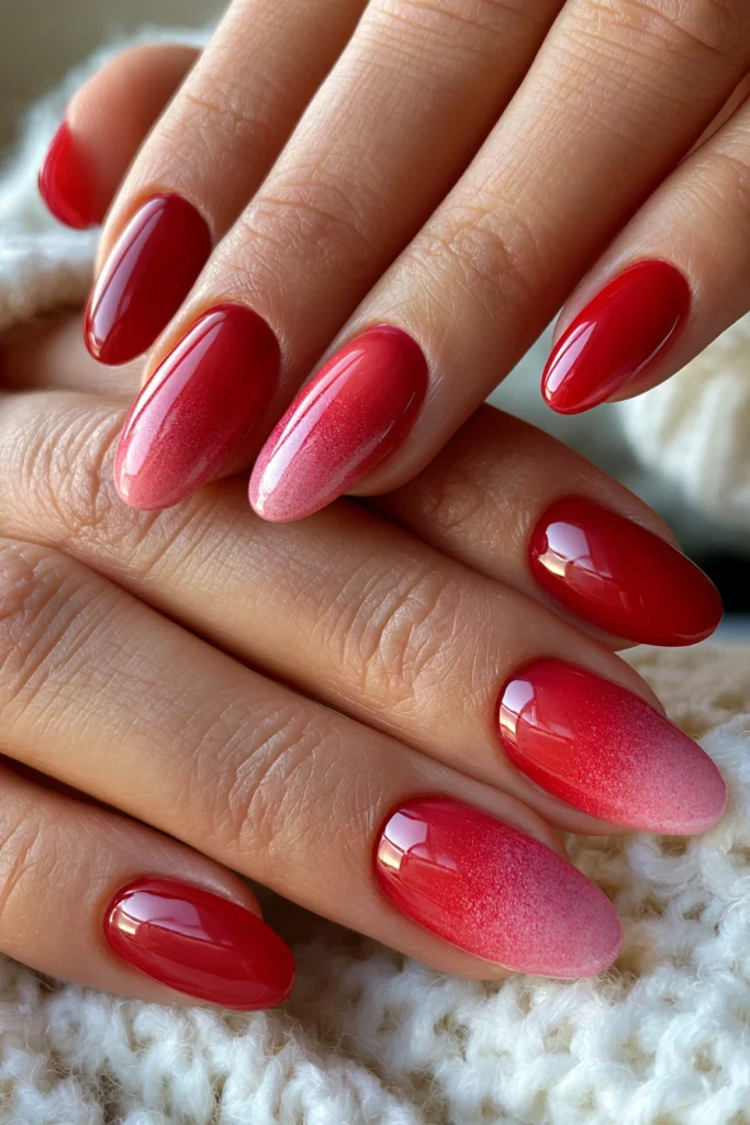 9 Modern Red Ombre Nails Ideas 3 Red and Pink Ombre Almond Nails