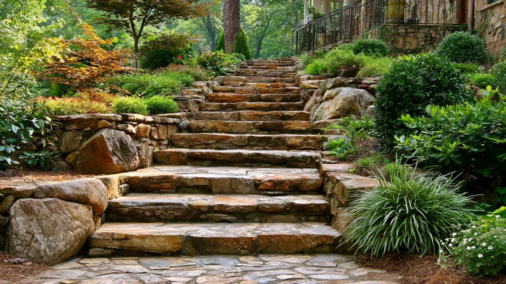 7 Modern Outdoor Stairs Ideas 5 Rustic Stone Garden Stairs