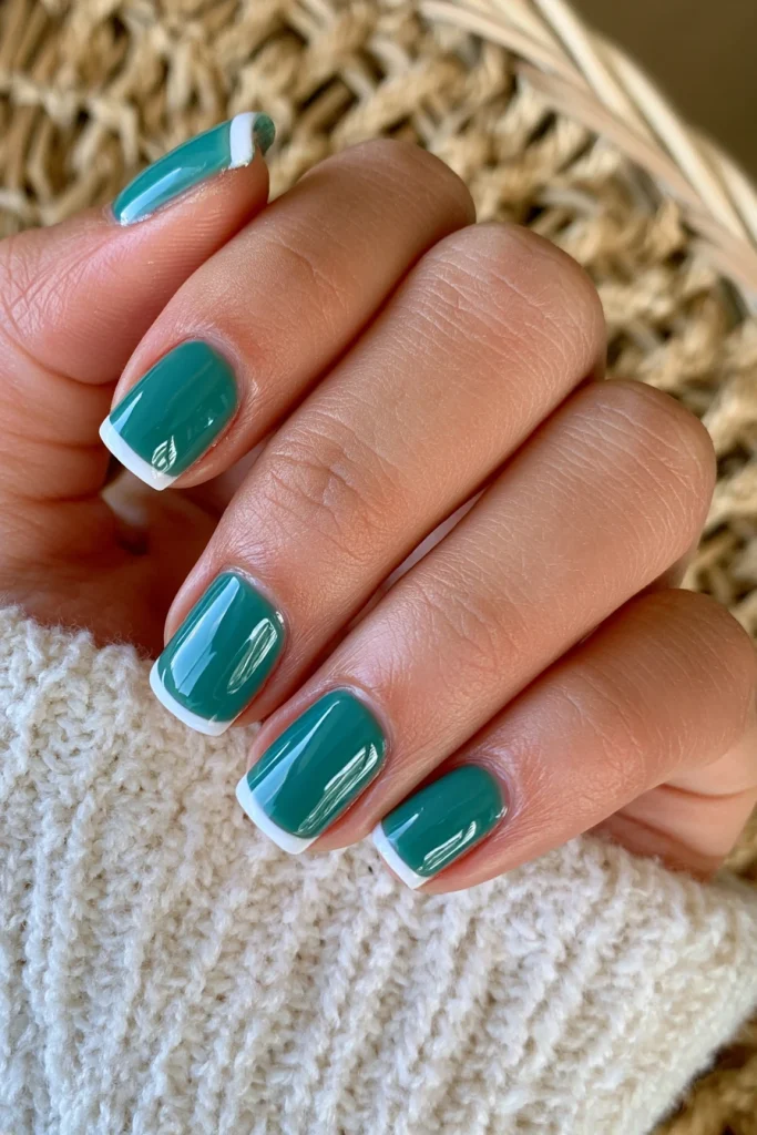 9 Teal French Tip Nails Ideas 9 Short Acrylic Teal French Tips