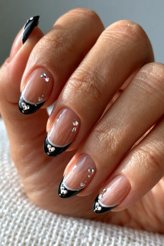12 Black French Tip Nails Ideas 6 Short Black French Tip Nails