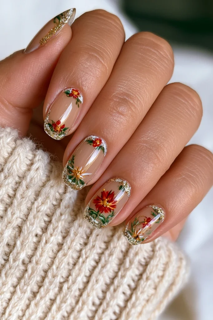 8 Flower French Tip Nails Ideas 6 Short Flower French Nails